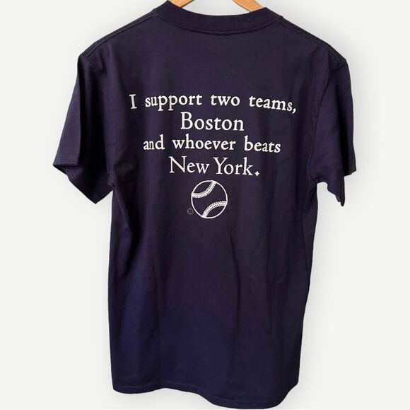 I Support 2 Teams, Boston and Whoever Beats New York VINTAGE Graphic Tee. Medium - Picture 2 of 7